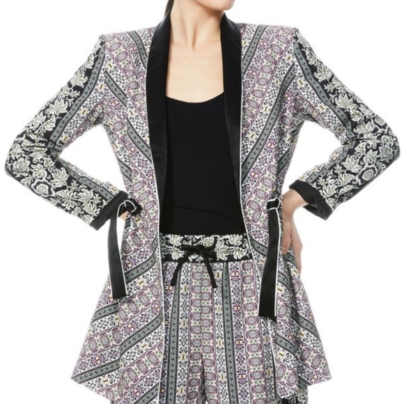 NEW Alice + Olivia Lincoln Print Piped Drawstring Blazer In Dream Castle/ Combo - Picture 3 of 16